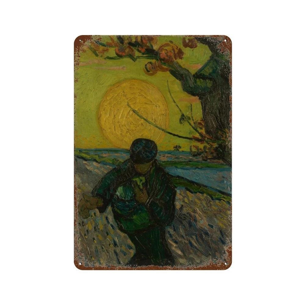 Affiche de Collection de Peintures à l'Huile Célèbres Vintage Décorative Van Gogh Plaque Métallique en Étain Pour Atelier Pièce de Maison Décoration Murale Artistique