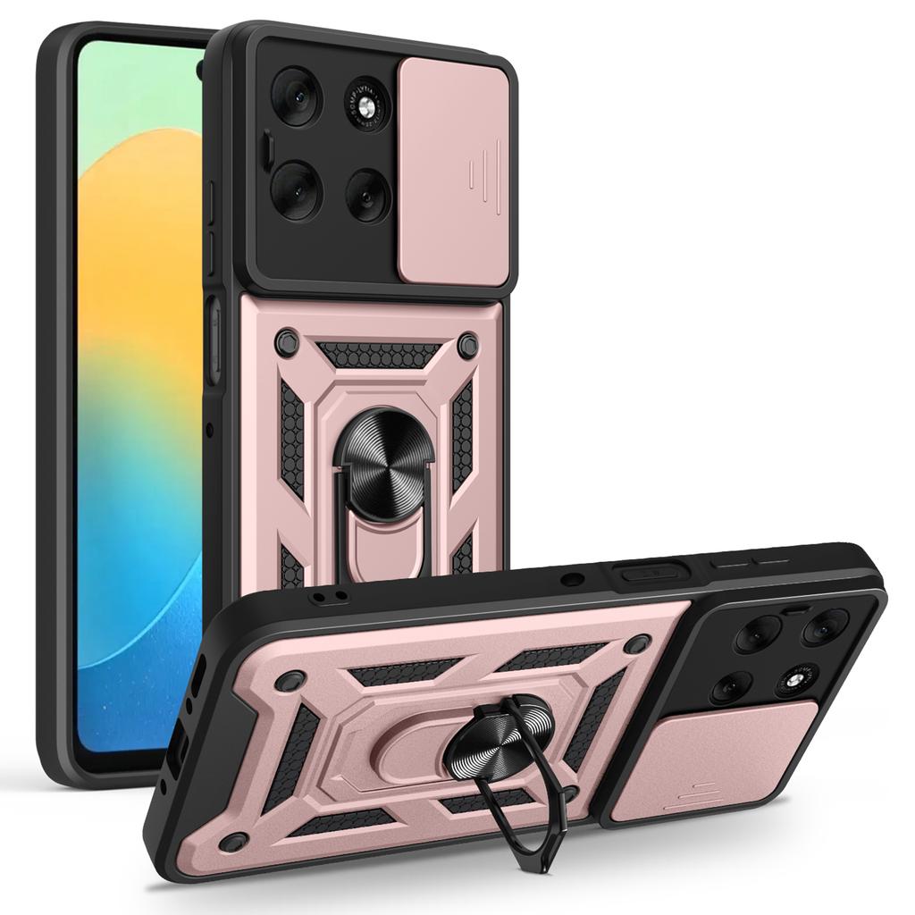 AMORUS For Motorola Moto G56 5G Case Kickstand PC+TPU Phone Cover with Camera Lens Slider