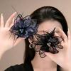 Mesh Tulle Claw Clip Sheer Tulle Hair Jaw Clip Elegant Crystal Pendant Party Wear