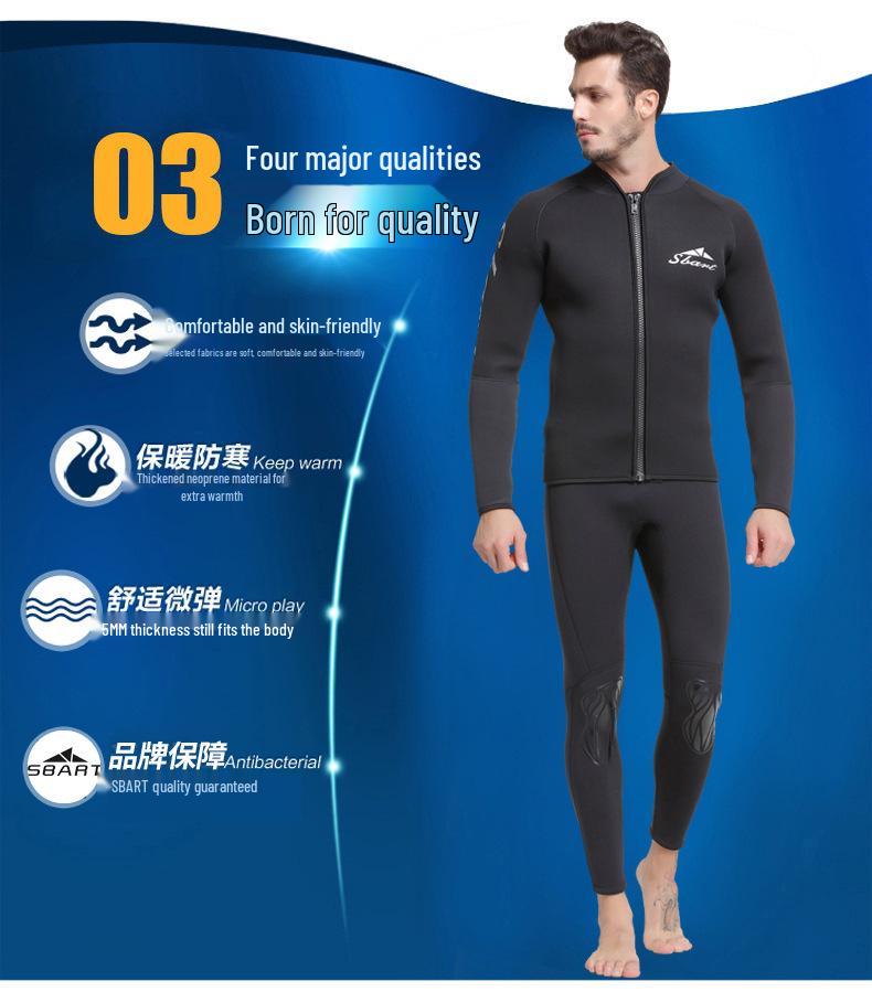Sharkbat 5MM Extra Thick Two-Piece Wetsuit for Winter Surfing, Swimming, Snorkeling - Long Sleeve & Pants Jellyfish Suit.