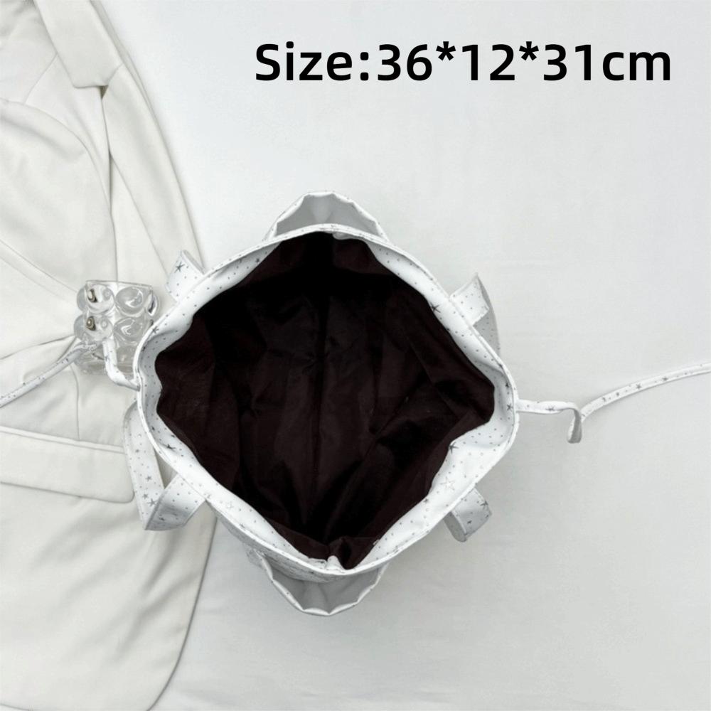 New Canvas Material Tote Bag Large Capacity Korean Style Shoulder Handbag Star Rhinestone Shopping Tote Bag Commute