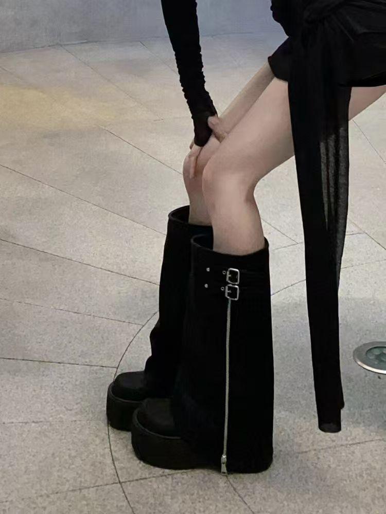 Women's Plus Size Y2K Retro Western Over-the-Knee Boots for Thick Legs and Large Calves