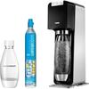 Official SodaStream POWER Starter Kit (Black) with Official Bonus 0.5L Bottle | Machine, 60L Gas Bottle, and Two Bottles (1.0L + Bonus 0.5L) | Fully A