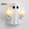 Indoor Party Atmosphere Light Halloween Ghost Middle Finger Glow Night Light, Funny LED Wall Spooky Resin Figurine Lamp, Cute Tabletop Decoration for