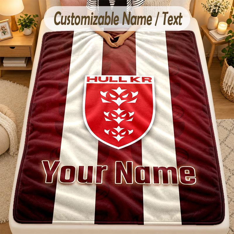 Flannel BlanketHull KR Custom Name Text Personalized Soft Warm Throw Blanket Home Decor Gift