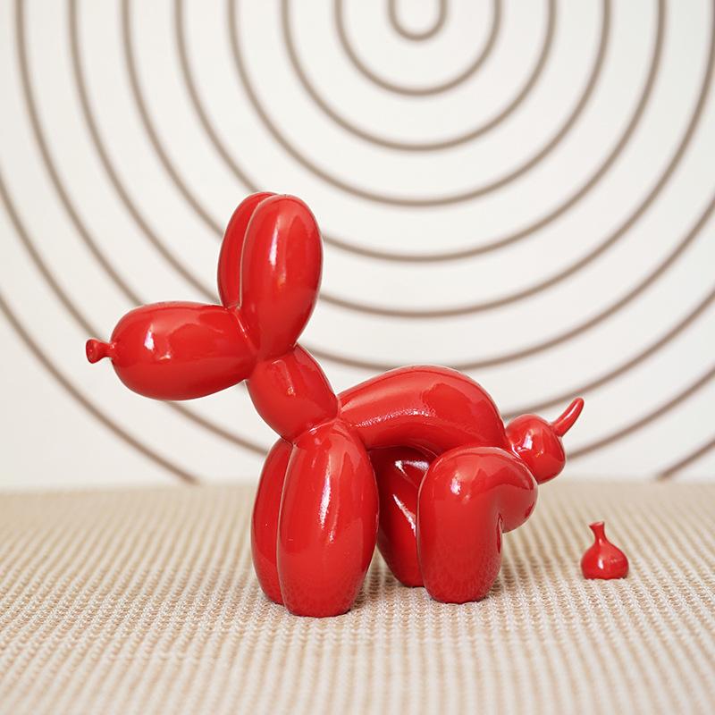 Cartoon Balloon Dog Interesting Sculpture Pooper Dog Cartoon Resin Crafts Funny Puppy Home Decoration Accessories