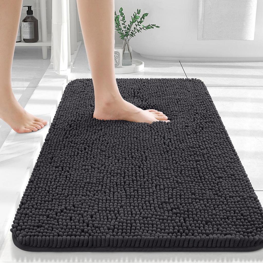 Homaxy Chenille Plain Hairy TPR Material Door Mat Indoor Non Slip Door Mat Dirt Trap Absorbent Mat Absorbs Water Bathroom Mat