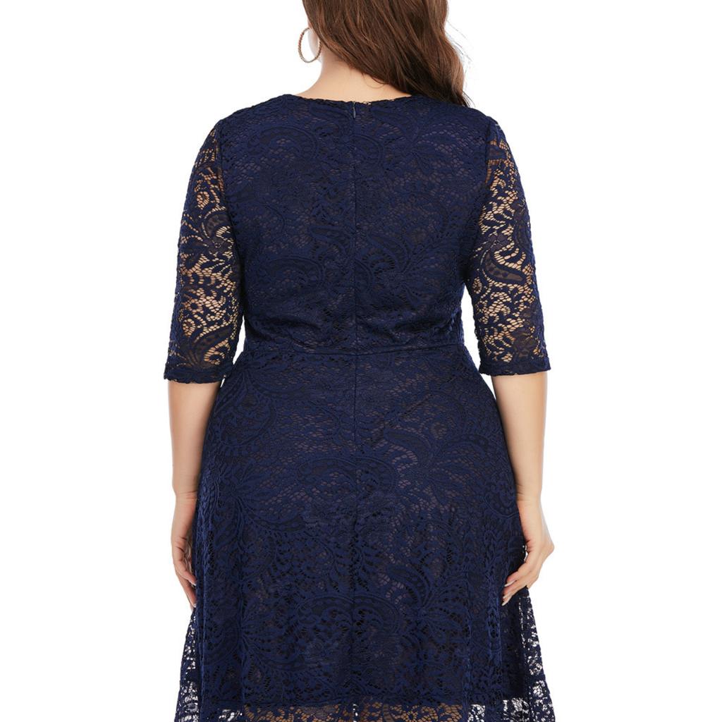 Stylish and Versatile Midi Dress In Plus Size with Semi-Sheer Sleeves