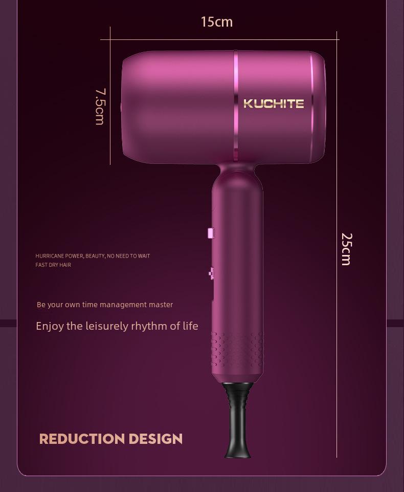 Foldable High-Power Hair Dryer with Hot/Cold Options and Blue Light for Home and Salon Use