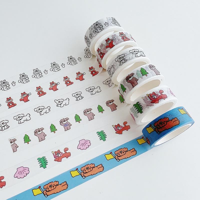 5m Washi Tape Korean Ins Style Charlie Cute Brown Bear Dog Decorative Paper Tape for Journaling Scrapbooking