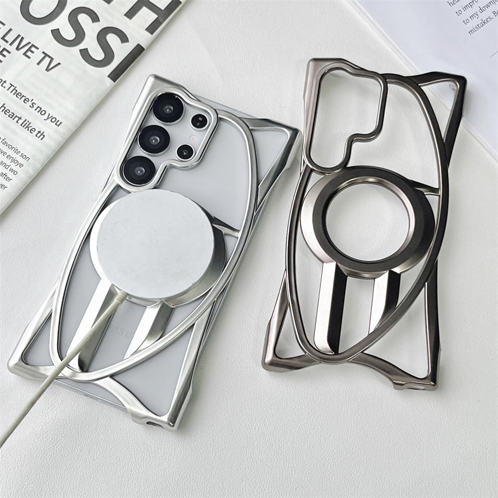 Plating TPU Matte Hollow Cooling Case for Samsung Galaxy S25 Ultra S24 Plus for Magsafe Magnetic Heat Dissipate Bumper Cover