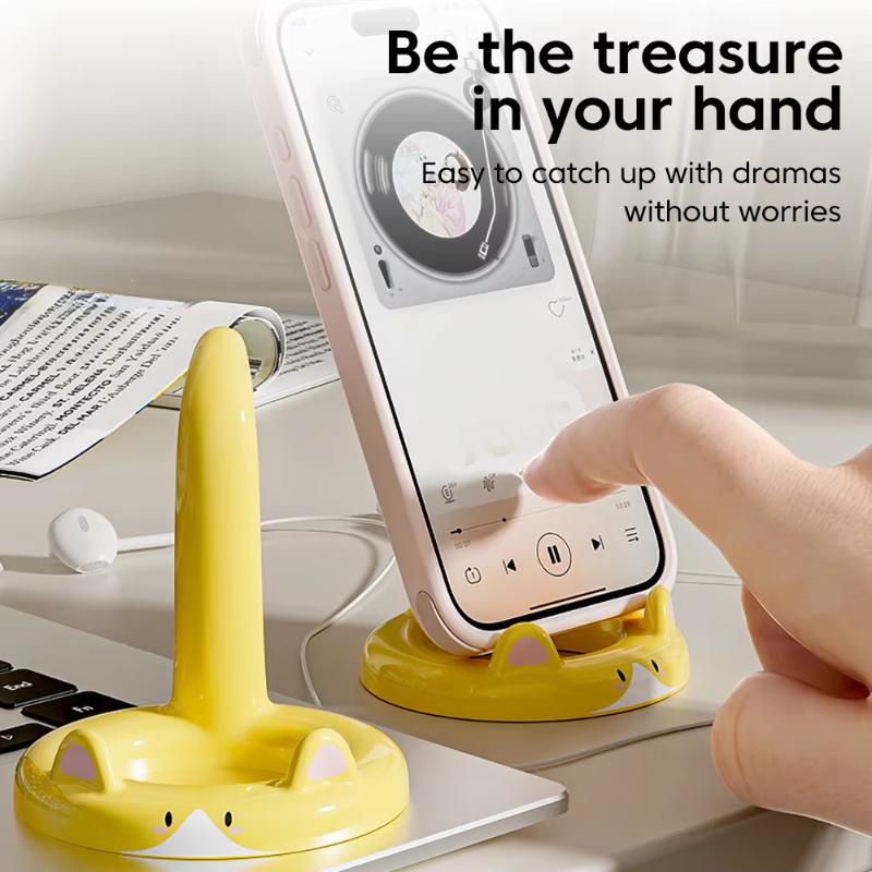 Cute Cartoon Cat Phone Stand for Desktop Adjustable Holder for Tablet and Phone Use at Work or Home