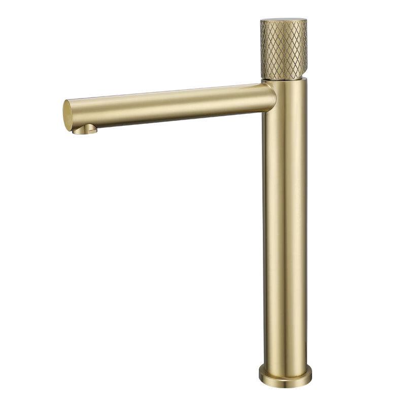 TLXT Brushed Gold Bathroom Vessel Sink Faucet