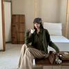 Damen kariertes Patchwork-Langarm-Polo: Herbst/Winter Schlankmachendes Koreanisches Lagenoberteil