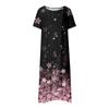Women's Summer Casual Fashion Flower Printed Short Sleeve Round Neck Pocket Dress