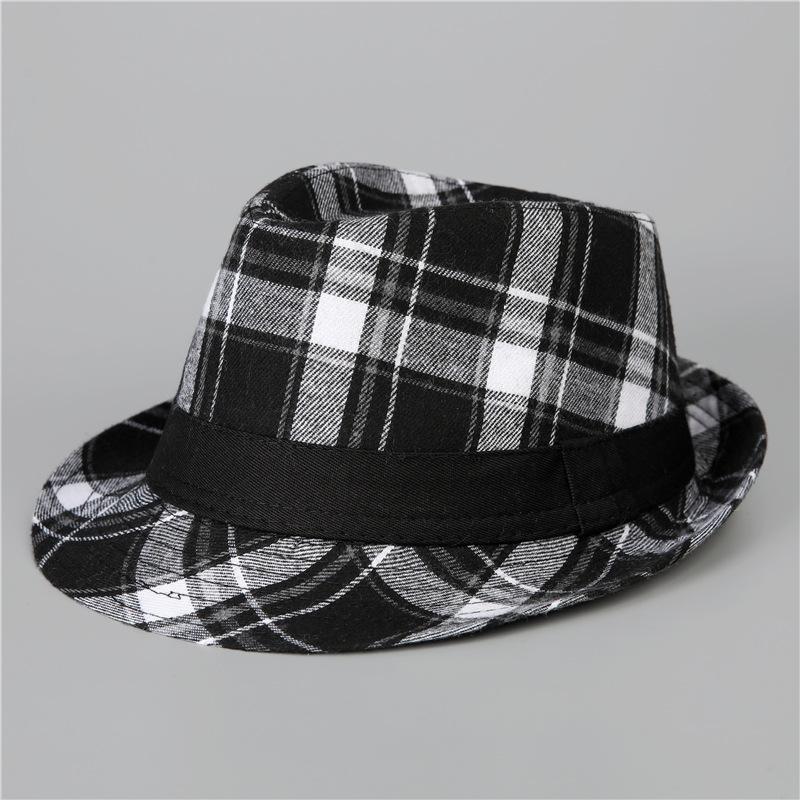 

Short-brimmed top hat men s and women s youth autumn and winter fashion plaid jazz hat versatile casual British gentleman s hat M（56-58cm）