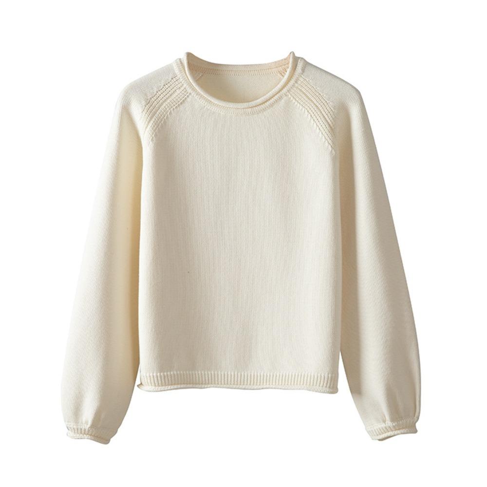 Women's Crew Neck Long Sleeve Raglan Knit Sweater Regular Fit Casual Pullover for Autumn Spring