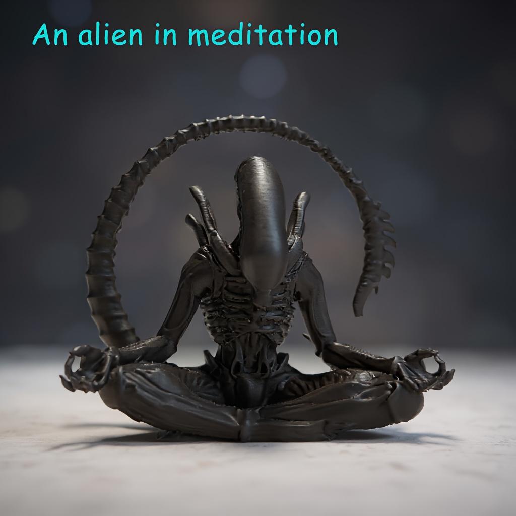 1 Piece of Black Alien Figurine in Meditation, 3D Printed with Creative Design to Create a Personalized Atmosphere,