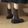 Krazing Pot Microfiber Autumn Winter Shoes Thick Med Heels Size 43 Chelsea Boots Back Knitwear Stretch Ankle Boots