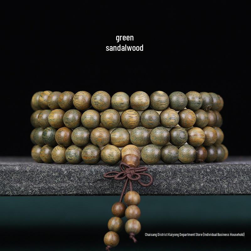 Buddhist 108 Beads Bracelet: Red Sandalwood, Green Sandalwood, Ebony Wood Rosary Necklace
