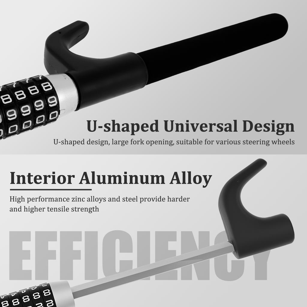 Car Steering Wheel Lock Anti-Theft Car Device Universal Fit Adjustable Length Clamp Double Hook Steering 5 Coded Password Lock
