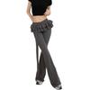 Ice Silk Ruffle Wide Leg Pants Y2k Bell-bottom Trousers Apron Skirt Flared Pants  Streetwear
