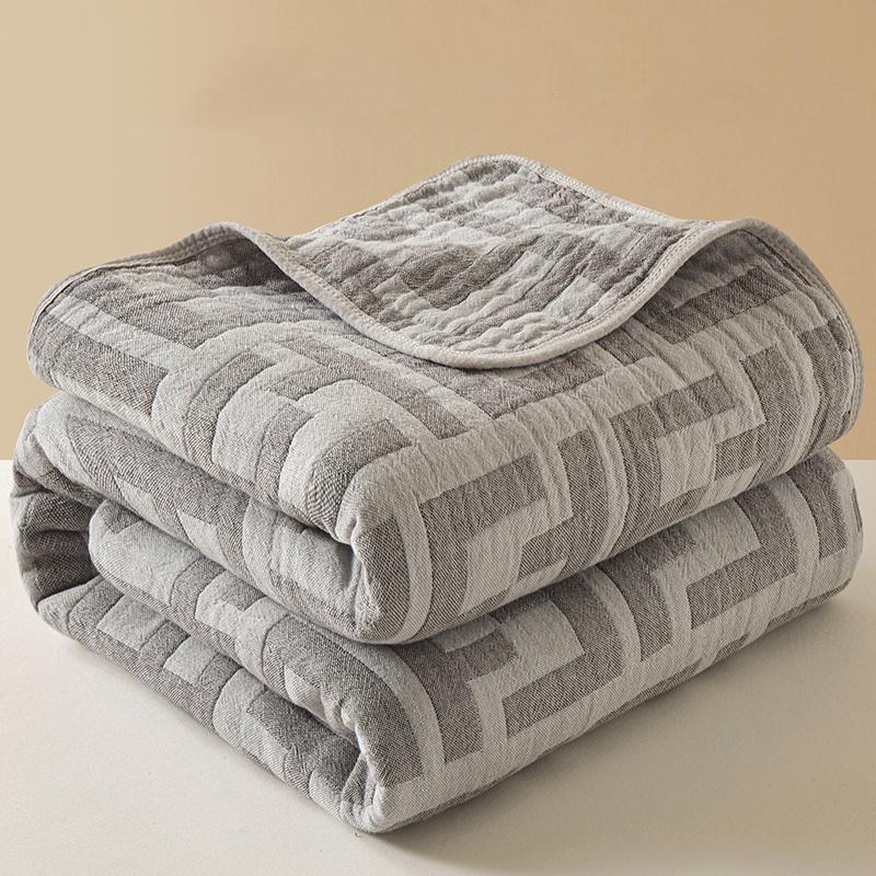 WOSTAR Summer 6 Layer Pure Cotton Muslin Towel Quilt Thin Throw Blanket Cool Bedspread Air-conditioning Cozy Comforter 150x200cm