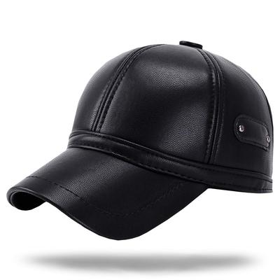 WHITE FANG Leather Cap Hat Fashionable Cold Protection Earmuffs Fleece CA100 Autumn/Winter Men's (01 Black)