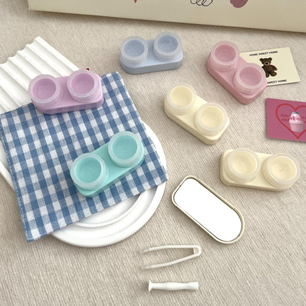 1PC Cream Colour Contact Lenses Box Travel Holder Container Soaking Contact Lens Box Mini Contact Lenses Case Accessorie