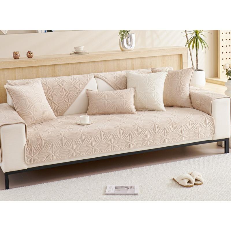 New Autumn and Winter Sofa Cushions, Super Soft, Thickened Plush Embroidered Cushion Covers, Anti-slip Cover Towels, Modern Simple Sofa Towels
