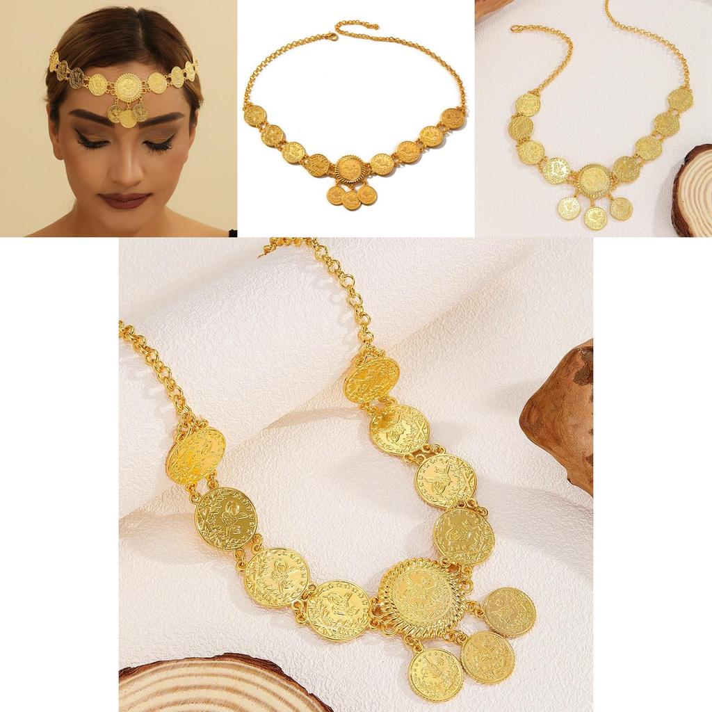 Geometric Style Gold Alloy Headpiece For Bridal And Party Wear With Tassel Details