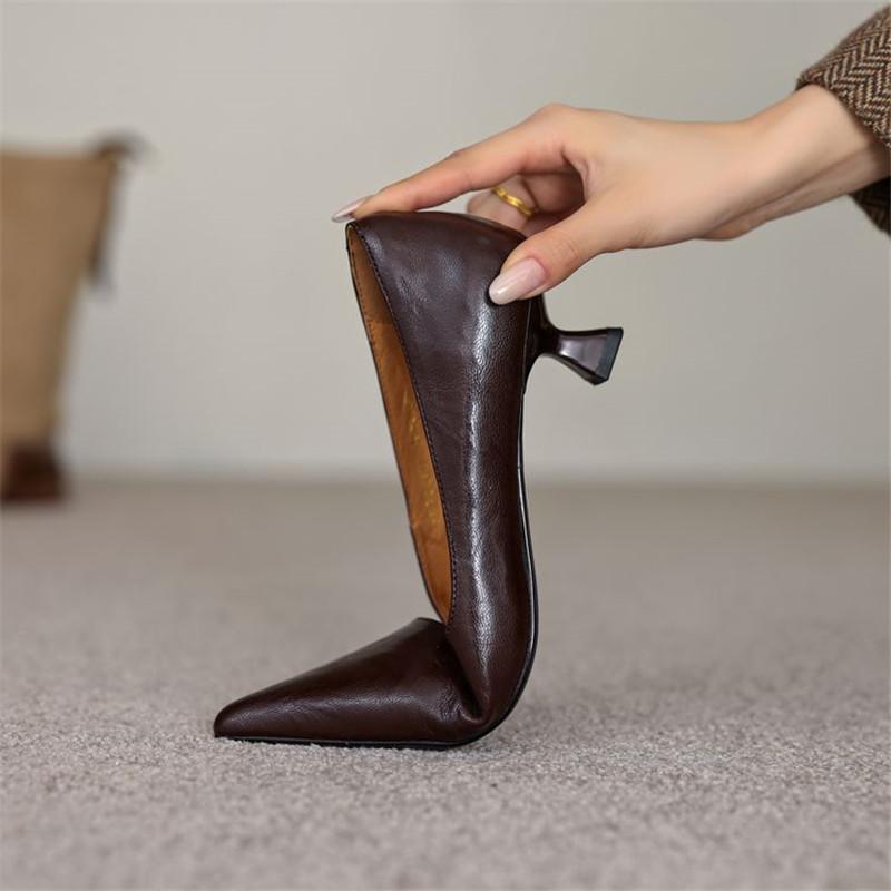 Mode Neue Frühling Echtes Leder Damen Schuhe Spitze Zehen Damen Pumps Schuhe für Damen Dünne Absätze Slipper Mode Prägnant Damen Schuhe