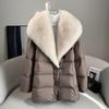 High End Faux Fox Fur Detachable Large Lapel Fur Down Jacket for Women Winter Medium Long Loose White Goose Down Coats