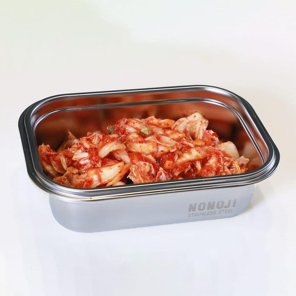 Nonoji Stainless Steel Storage Stainless Steel Magic and Gray Container, Microwave-Safe, Container, Small, 650ml, Oven-Safe, Freezer-Safe,