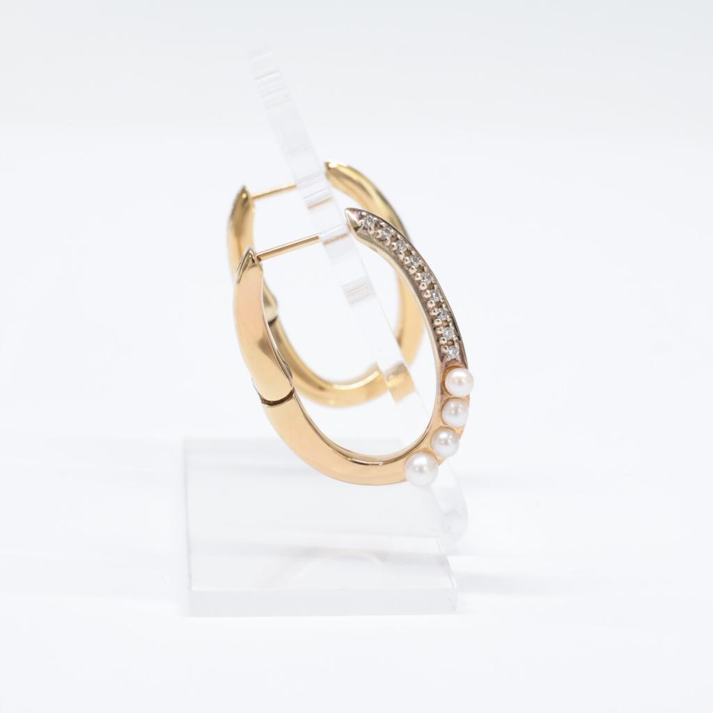 ete [Beautiful Condition] 925 K18 Pearl Bijou Hug earring Yellow gold platingUsed