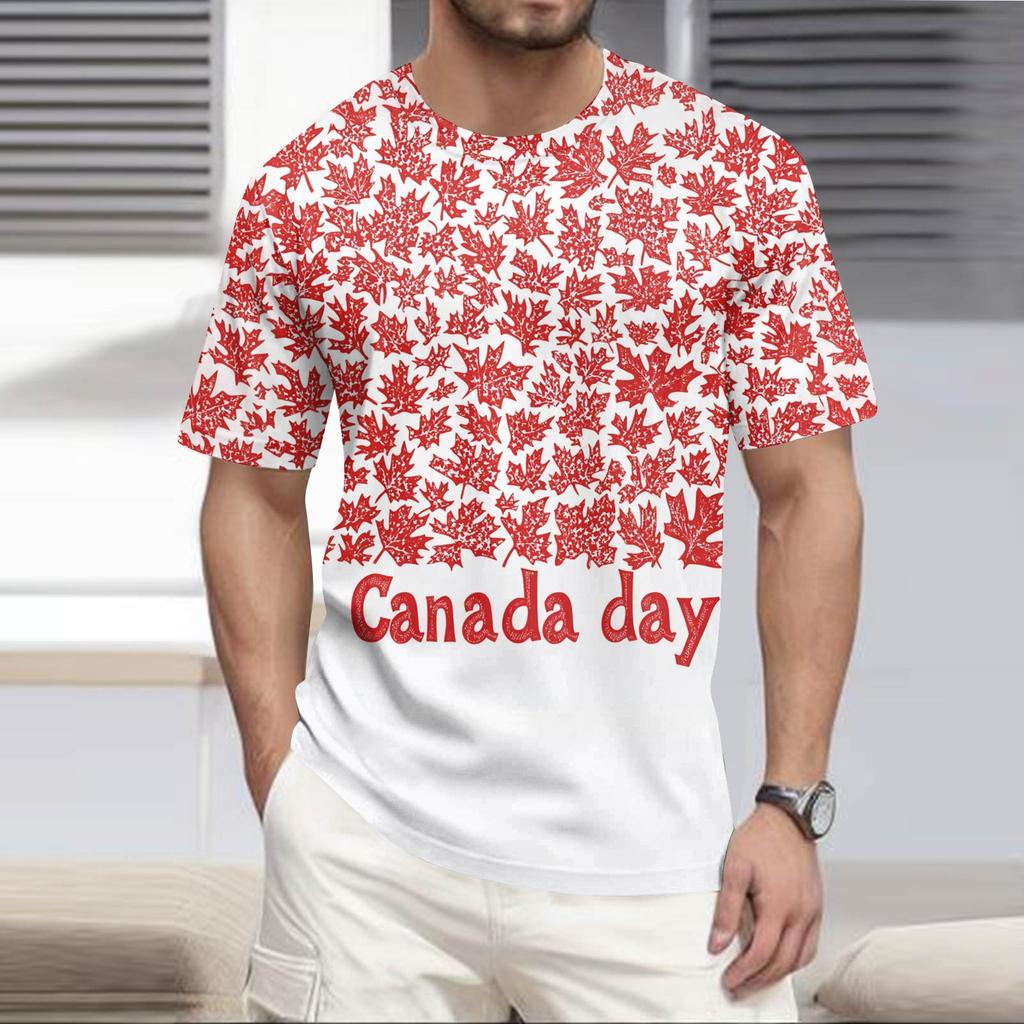 Men's Round Neck Casual Hawaiian Beach Printed Short Sleeve T-shirt Top