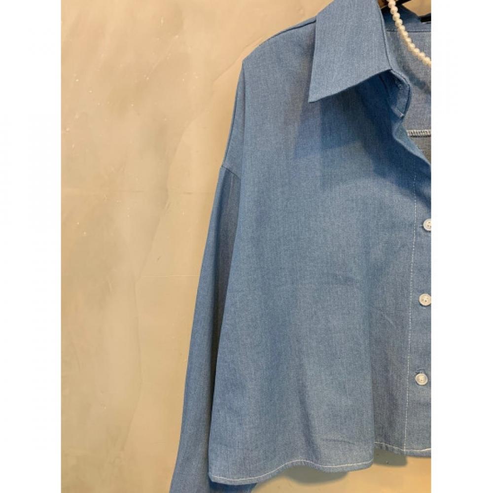 C S In The Room Men CodIng poCket Crop Denim Shirt 2Color
