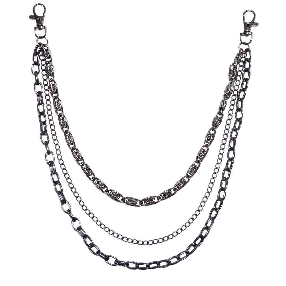 European & American Hip Hop Multi-Layer Gun Black Metal Waist & Pant Chain