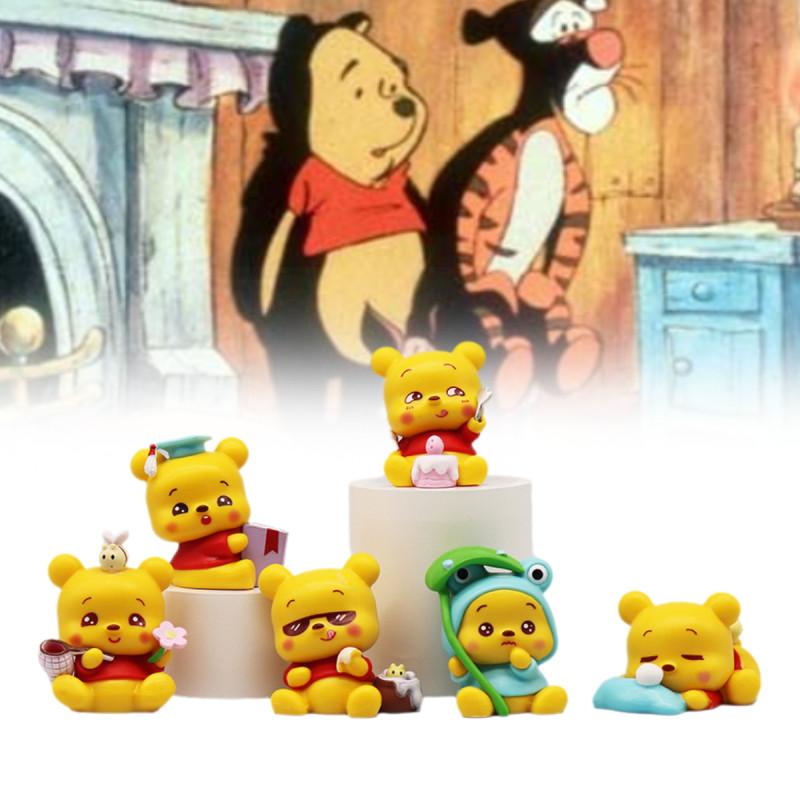 Pooh 6pcs Bear Action Figure Cartoon Doll Collectible Desktop Toy Gifts