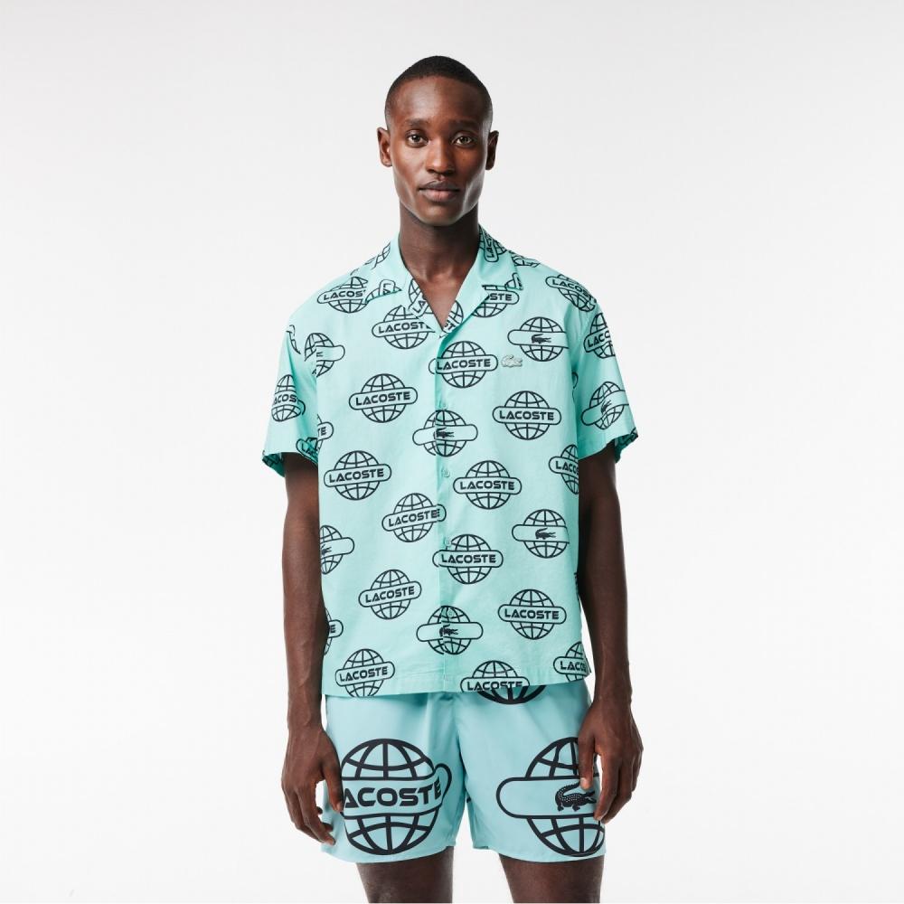 

Мужская рубашка с коротким рукавом и принтом планеты LACOSTE CH1880 53N KI4 040