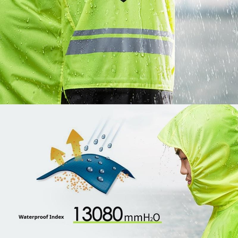 Waterproof Motorcycle Rainsuit Split Raincoat Suit Lightweight Foldable Windproof Reflective Cycling Motorbike Jacket And Pants