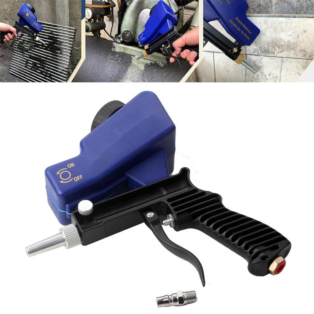 Portable Sandblaster Gun Kit 70-150 PSI 6000RPM Gravity Feed Sandblasting Pneumatic Blast Gun Handheld Tool with Air Tube Connector for Cleaning