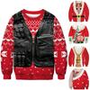 Gemütliches und festliches 3D-Ugly-Christmas-Print-Pullover-Sweatshirt mit Rundhalsausschnitt für Damen und Herren