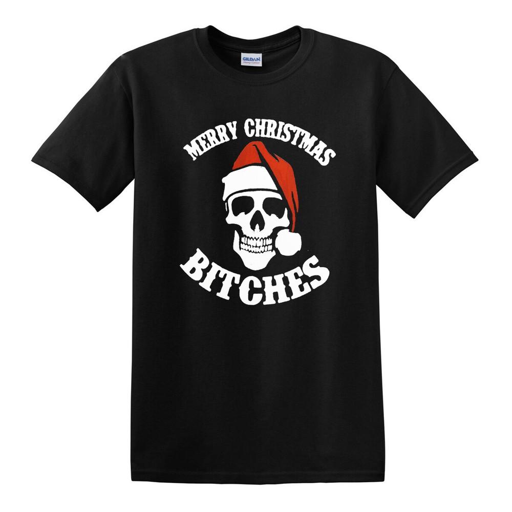 Christmas Funny Biker Tshirts Santa Rock Xmas Gift Present Elf Cartoon Tshirt