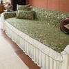1pc Floral Jacquard Ruffle Hem Sofa Cover, Elegant Chenille Fabric, All-Season Machine Washable, Fits 1-4 Seater