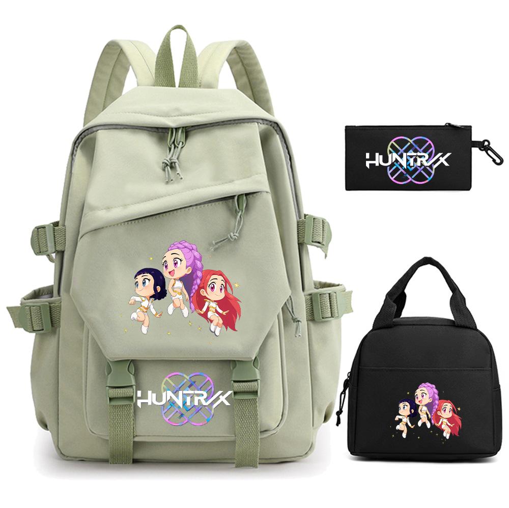 3 Stück/Set Cartoon Kpop Dämonenjäger Bedruckter Rucksack für Teenager Kinder Schüler Große Kapazität Schultasche Mädchen Geschenk Frauen wasserdichte Reisetasche