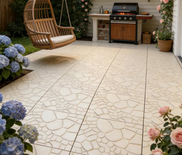 Stone Texture 12" Patio Deck Tiles, Interlocking Decking Tiles, Quick Installation Court Tiles for Porch Poolside Balcony Backyard 44pcs, beige