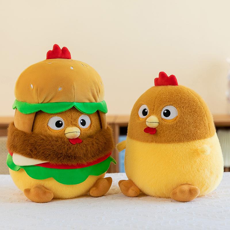 New Hamburger Chicken Plush Toy Cute Chick Doll Children's Bed To Accompany the Sleeping Doll To Give His Girlfriend a Birthday Gift