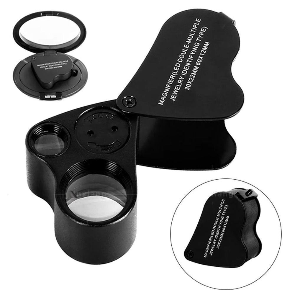 

with Bright LED Light Foldable Jewelry Magnifier Dual Lens Handheld Magnifier Coins срібний