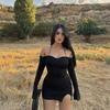 Knitted suspender neck long sleeve sexy hip wrap black short dress women's new European and American dress